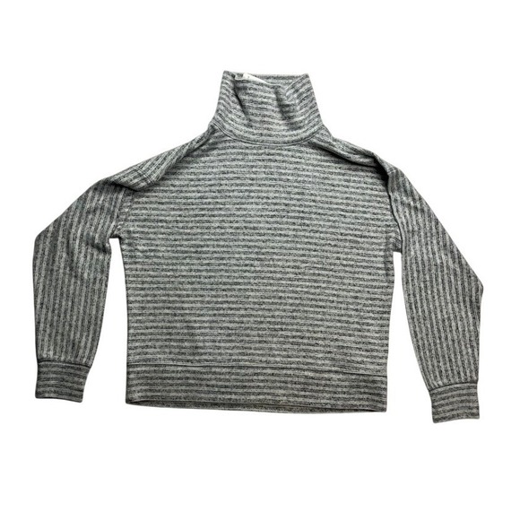 Lou & Grey Sweaters - Lou & Grey Nordstrom Grey Stripe Ribbed Knit Turtleneck Sweater Top Size M‎ New